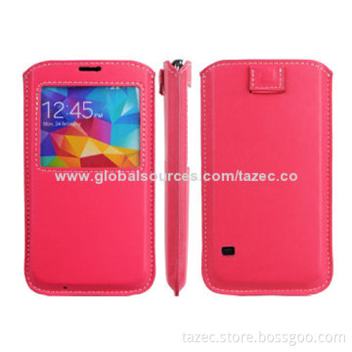 PU Leather Case for Samsung S5 with Pulling Strap and Velcro Closure, Various Colors Available